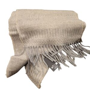 Il Moro Firenze Italian Wool Cashmere Blend Scarf In Gray And Tan Color NEW!
